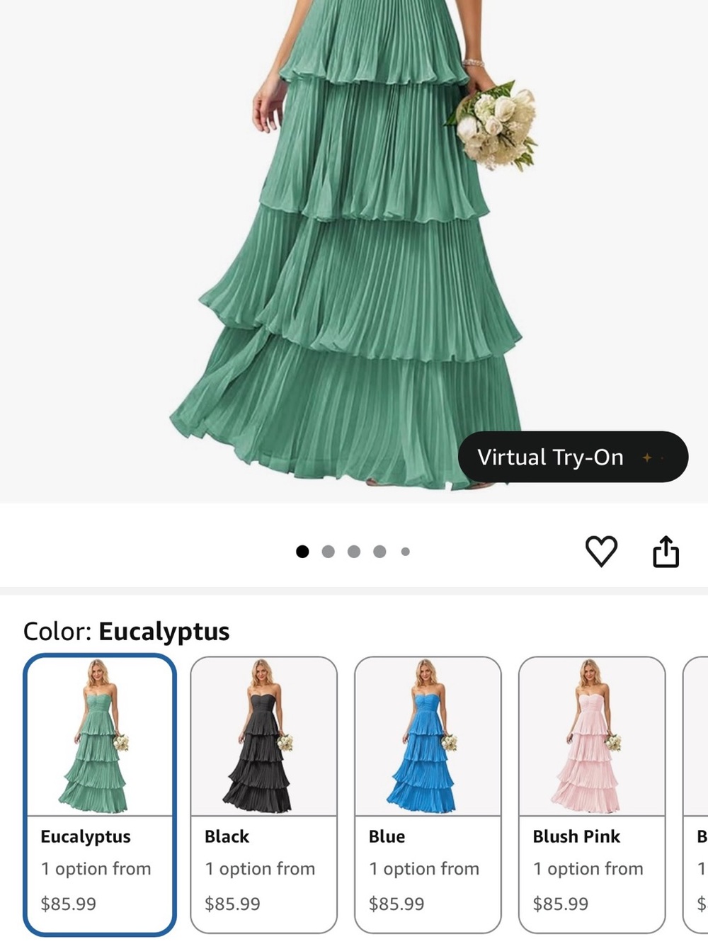 Amazon Essentials Eucalyptus Tiered Pleated Maxi Dress
